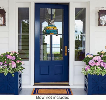 Interchangeable Welcome Sign for Front Door Blue Farmhouse Truck Decor Hanging Sign with 11 Interchangeable Seasonal and Holiday Decor Signs 12x14 in. (Blue Farmhouse Truck) - style: Farmhouse