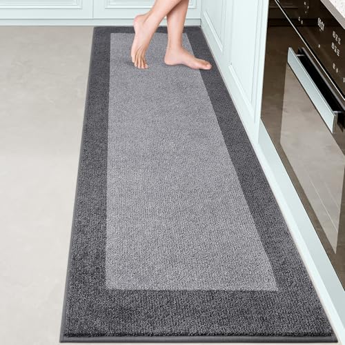 Kitchen Rug 24" x 84", Hallway Runner Rug for Floor Roll Packing | Non Slip, Machine Washable, Dirt trapping, Absorbent, Quick Drying, for Entryway, Bedroom, Bathroom, Door - color: Grey, size: 24" X 84"