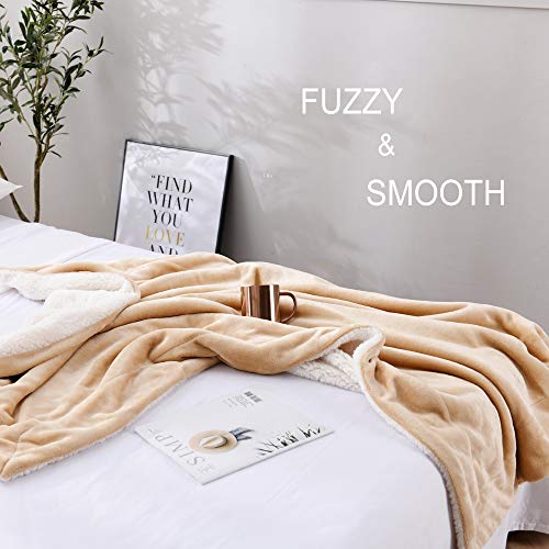 NANPIPER Throw Blanket Reversible Sherpa Flannel Super Soft Fuzzy Plush Fleece Microfiber for Bed/Couch (60"x80",Beige) - color: New Beige, size: Twin
