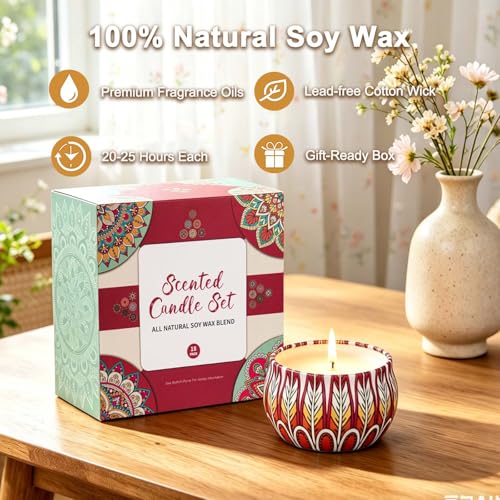 Scented Candles Gift Set, 18 Pack Soy Wax Aromatherapy Candles | 18 Fragrances, 360-Hour Total Burn Time, Travel Tin with Gift Box, Home Relaxation, Gifts Set for Women - color: Candles Set - 18 Pack