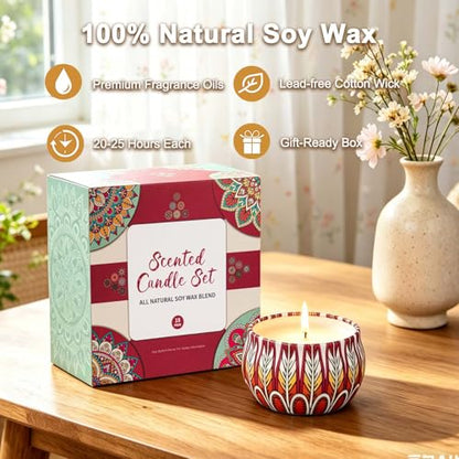 Scented Candles Gift Set, 18 Pack Soy Wax Aromatherapy Candles | 18 Fragrances, 360-Hour Total Burn Time, Travel Tin with Gift Box, Home Relaxation, Gifts Set for Women - color: Candles Set - 18 Pack