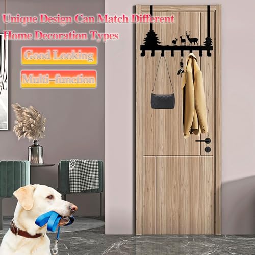 Over The Door Hooks for Hanging Coat Rack Towel Hook Metal Door Hanger Hook Black Coat Hook for Hat,Clothes,Keys,Pet Leash,Umbrella
