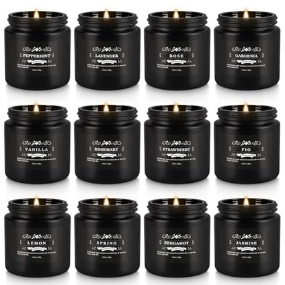 WPONSZU 12 Pcs Halloween Scented Candles with Added Natural Essential Oils, 3.05oz, Suitable for Various Festivals, Parties, Yoga, and Home Scene(Black) - color: Black