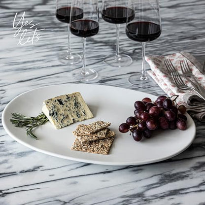 over&back Coupe Stoneware Serving Platter - Elegant 1-Piece Oval Serving Platter to Complete Your Kitchen Set - 16.4" x 11.5" - Semi-Matte White - color: White, size: Oval Platter