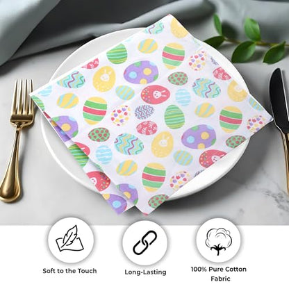 Urban Villa Cloth Napkins Cotton 20x20 (Set of 12) Egg Print - color: 006 Easter Print, size: 20" x 20" (Set of 12)