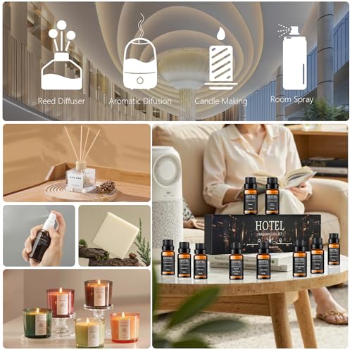 Hotel Collection Diffuser Essential Oil Gift Set,Hotel Scents for Home,Stress Relief Air Freshening,My Way,The Beach Villas and Other Luxury Hotel Scents