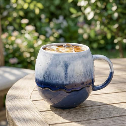 Ceramic Coffee Mug,16 oz Large Coffee Cups, Lead-Free | Stoneware Latte Cups for Tea & Cappuccino, Unique Holiday Gifts with Compact Ergonomic Small Handle, Aesthetic Nordic Design