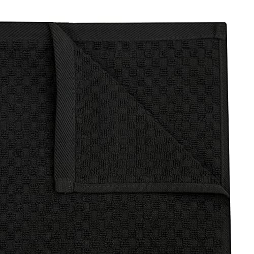COTTON CRAFT Amazing Kitchen Towels - 8 Pack 100% Cotton Waffle Terry Towel | Black - 16x28 inch Euro Café Waffle Weave Dish Towels - Soft Absorbent Quick Dry Low Lint Reusable Pantry Bar Cleaning Cloth - color: Black, size: 8 Pack