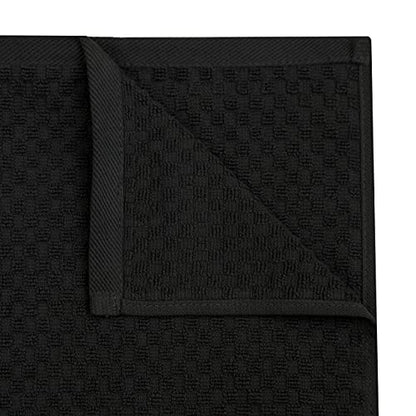 COTTON CRAFT Amazing Kitchen Towel - 12 Pack 100% Cotton Waffle Terry Towel | Black - 16x28 inch Euro Café Waffle Weave Dish Towels - Soft Absorbent Quick Dry Low Lint Reusable Pantry Bar Cleaning Cloth - color: Black, size: 12 Pack
