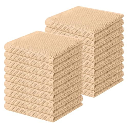 Homaxy 100% Cotton Waffle Weave Kitchen Dish Cloths 18-Pack, Apricot | 12 x 12 Inches, Ultra Soft Absorbent Dish Towels, Quick Drying Dish Rags with Hanging Loop - color: Apricot, size: 12 X 12 - 18 Pack