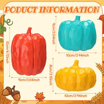 AceOrbit 3pcs Mid Century Modern Decor Fall Pumpkin Table Decor Medieval Resin Pumpkins for Fall Thanksgiving Home Tabletop, Shelf, Mantelpiece Centerpiece Autumn Harvest Party Decorations - style: Pumpkin