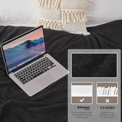 Ailemei Direct Knit Throw Blanket for Bed, Soft Thin Blankets for Sofa, Couch, Camping, Office Chair, Cozy Touch Lightweight Breathable Blanket All Season Use, Ash Black 50"x70" - color: Ash Black