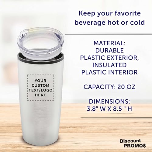 Father’s Day Custom Plastic Tumblers 20 oz Set of 6/12/24, Personalized Bulk Pack with Lids - Iced Coffee Tumbler, To Go Cup, Insulated Gift for Dad - Silver - color: - Custom – Silver