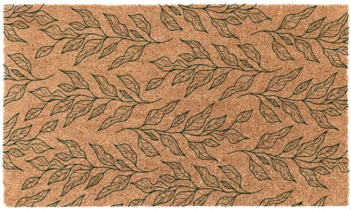 COCO MATS 'N MORE Spring Coir Doormat – Durable Coir Door Mat with Vinyl Backing, Stylish Outdoor Mat for Entryway, Porch Mat, and Front Door Mat (|18" X 30" | Leaves Pattern| Made in USA) - color: Leaves Pattern, size: 18" X 30"