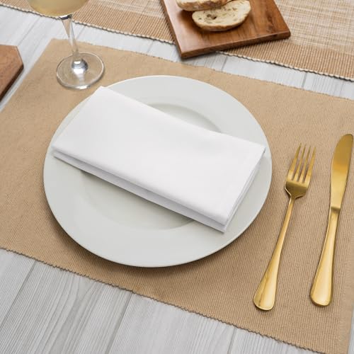 Blue Needles Solid Cloth Napkins Set of 6 White 100% Cotton Dinner Napkins 18x18 inches - Soft, Reusable, Absorbent & Washable Linen, Ideal for Wedding Events Farmhouse Parties Hotel & Everyday Use - color: White, size: 18" x 18" (Set of 6)