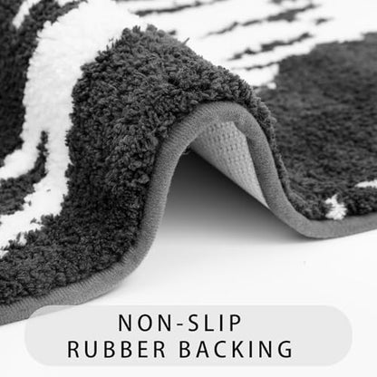 Bath Rug Mat Non Slip,Marble Indoor Doormat,20"x32" | Small Area Rug,Rubber Backed,Soft microfiber,Absorbent,Machine Washable,Bathroom,Entryway,Kitchen,Hallway - color: Black White1