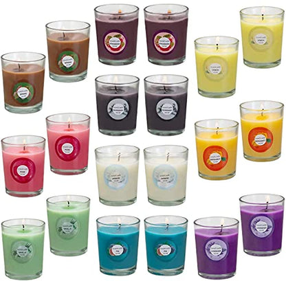 YOROXRG Scented Candles, Jasmine, Rose, Vanilla, Bergamot, fig, Lavender, Lemon, Spring,Strawberry, Rosemary, Aromatherapy Candles,Soy Wax Glass Jar Candle - 20 Pack - color: 20 Colors
