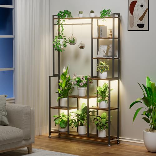 CODACE Plant Stand Indoor with Grow Light - 71 Inches Tall Plant Shelf | 8 Tiered Large Metal Plant Stand, Square Stand Plant Stand Display Shelf for Corner, Living Room, Balcony, Garden