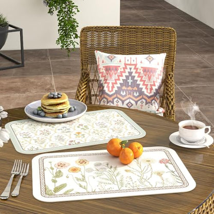 Vinyl Waterproof Placemats Set of 6 Rectangular,12"*17"-Serenity D | Wipeable Beautiful Print Place Mats,Stain Resistant,Heat Resistant,Everyday Meals,Kitchen,Dinning,Holiday,Decor - color: Serenity D