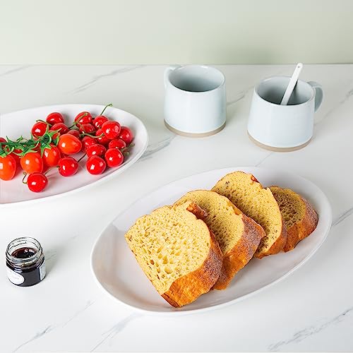 Ceramic Serving Platters, 12" White Serving Dishes, Dinner Plates, Set of 3 | Magclay Large Oval Serving Plates for Dessert Appetizers Meat/Entertaining/Party, White - color: White