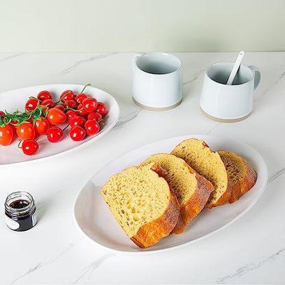 Ceramic Serving Platters, 12" White Serving Dishes, Dinner Plates, Set of 3 | Magclay Large Oval Serving Plates for Dessert Appetizers Meat/Entertaining/Party, White - color: White