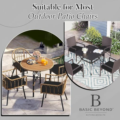 Basic Beyond Outdoor Cushions for Patio Furniture: Waterproof & UV Resistant Outdoor Chair Cushions Set of 4-19 x 19 x 3 Inch Thick Patio Chair Cushions with Adjustable Ties & Handle, Black - color: Black