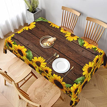 Worltoldb Sunflower Tablecloths Polyester Table Cloth for Kitchen Dinning Table Washable Table Cover for Parties Wedding Picnic Farmhouse - color: White5