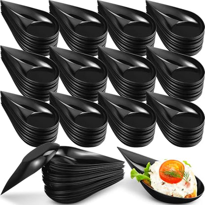200 Pcs 4 Inch Appetizer Plates Disposable Plastic, Black - color: Black