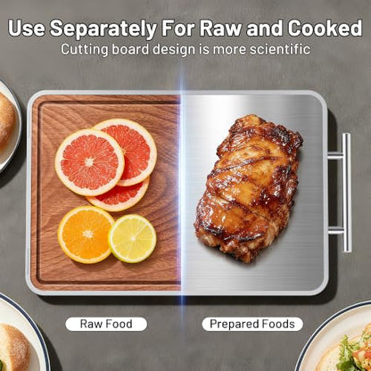 Titanium Cutting Boards For Kitchen,Ebony Wood Cutting Board,Double Sided Metal Chopping Board With Handle And Juice Groove, Idea Kitchen Appliances For Meat And Charcuterie