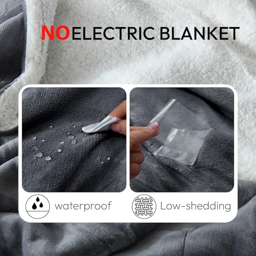 NANPIPER Sherpa Blanket Twin Warm Bed Blanket for Winter Cozy Soft Fuzzy Couch Throw Flannel Fleece/Wool Like Reversible Plush Blanket (Grey Twin Size 60"x80") - color: Grey, size: Twin