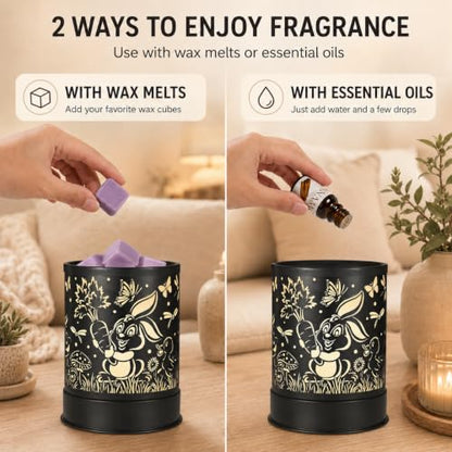 nawaza Wax Melts Warmer Scented Metal 2-in-1 Electric LED Burner Rabbit | Scented candle wax melter, essential oil burner, home office bedroom decor, daily aroma gift - style: Rabbit