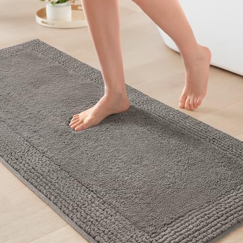 Madison Park Splendor Reversible 100% Cotton Bath Runner 24 x 60 Charcoal | Tufted Bathroom Rug, 3000 GSM, Hotel Quality, Luxurious Plush, Medium Pile, Absorbent, Quick Dry, OEKO-TEX, Shower Room Décor - color: Charcoal, size: 2' x 5' (Rectangular)