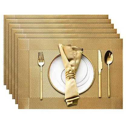 Trophable Placemats Set of 6 Table Placemats Heat Resistant Woven Placemats | Washable PVC Place Mats Woven Vinyl Placemats Non-Slip Stain Resistant Kitchen Table Placemats Easy to Clean