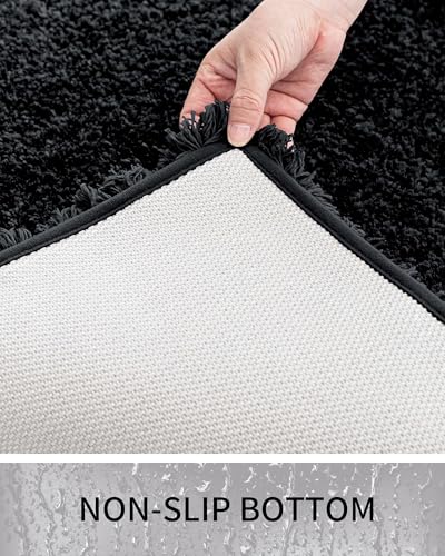 Toilet Rugs U-Shaped Mat 24x22, Contour Bathroom Mat - Ultra Soft & Absorbent Microfiber, Quick-Dry, Machine Washable with High Density Foam Latex Non Slip Backing, Black - color: Black, size: 24" X 22"(Toilet Rug)
