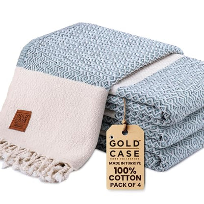Gold CASE Turkish Beach Towel Set of 4 – 100% Cotton Large Turkish Bath Towels 67 x 38'' – Zeus Extra Large, Quick Dry & Sand Free Towels – Peshtemal for Pool – Aqua - color: Aqua, size: Zeus Beach Bath Towel