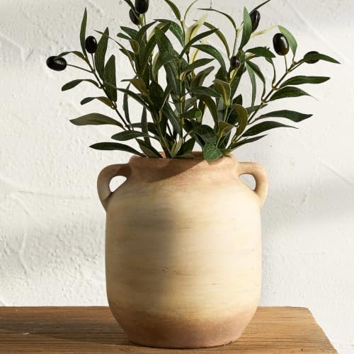 Vanselia Ceramic Flower Vase Home Table Decor Living Room Farmhouse 7.6 in | Small Rustic Decorative Flowers Vases Plant Modern Decoration for Kitchen Shelf Coffee Dining Centerpieces Desk - color: 7.6" Rust