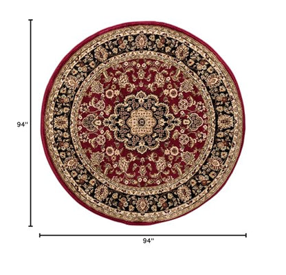 Well Woven Barclay Medallion Kashan Red Traditional Area Rug 7'10'' Round - color: Red, size: 7'10" (Round)