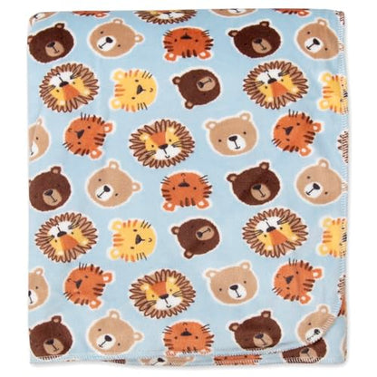 Baby Essentials Sherpa Fleece Baby Blanket 35x30 – Super Soft, Warm Reversible Baby Blankets for Newborns, Infants, Toddlers, and Nursery - color: Forest Friends