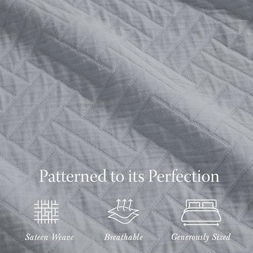 Threadmill Cotton King Coverlet Blanket, Jacquard, Scottish Grey, 104x92 in | 100% Cotton, Jacquard Pattern, 104x92 in, All-Season, Lightweight, OEKO-TEX Certified, Machine Washable - color: Classic Scottish Grey, size: King / Cal King