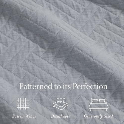 Threadmill Cotton King Coverlet Blanket, Jacquard, Scottish Grey, 104x92 in | 100% Cotton, Jacquard Pattern, 104x92 in, All-Season, Lightweight, OEKO-TEX Certified, Machine Washable - color: Classic Scottish Grey, size: King / Cal King
