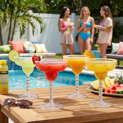 TOPZEA Acrylic Margarita Glasses Set of 4, 13.5 oz Shatter-proof Plastic Daiquiri Cocktail Cup, Unbreakable Martini Champagne Coupe Glasses Drinkware for Poolside, Bar, Party, BPA-free, Reusable