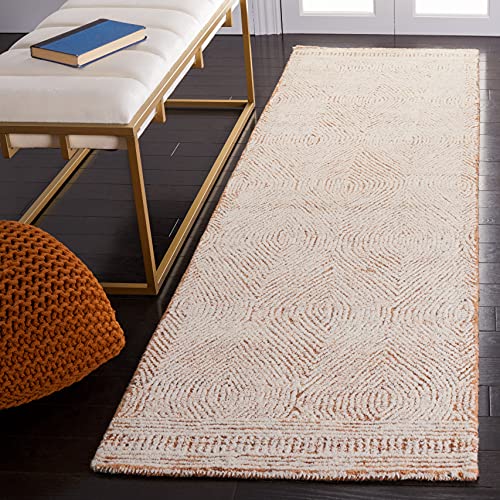SAFAVIEH Abstract Collection Runner Rug - 2'3" x 6', Ivory & Rust, Handmade Wool, Ideal for High Traffic Areas in Living Room, Bedroom (ABT340P) - color: Ivory/Rust, size: 2'3" x 6' (Runner)