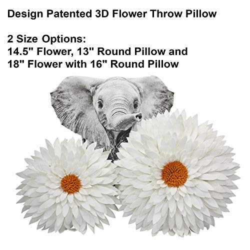 3D Daisy & Sunflower Decorative Pillow - 14.5 x 13 inch Round - Teal Flower-Shaped (Case + Insert) - color: Teal