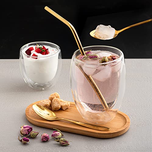 Moss & Stone Set of 3 Double Wall Glass Cup Clear Mug, Double Walled Coffee Mugs, Glass Tea Mugs, Insulated Coffee Mug Egg Shape. - style: 3 Cups