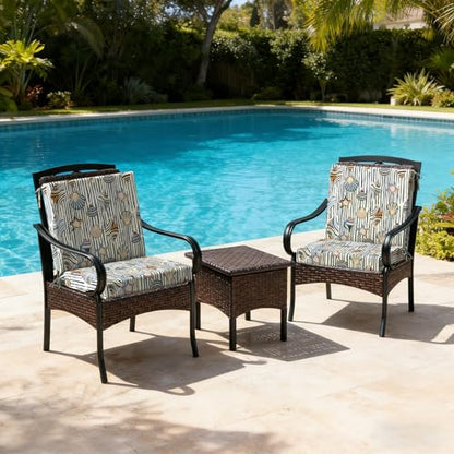 DYTXIII Outdoor Midback Chair Cushions Set of 2-20"x17" Water Repellent & Fade-Resistant Patio Seat Cushions with High-Resiliency Foam, Non-Slip Ties for Dining, Balcony Furniture-Crayon Shells - color: Crayon Shells
