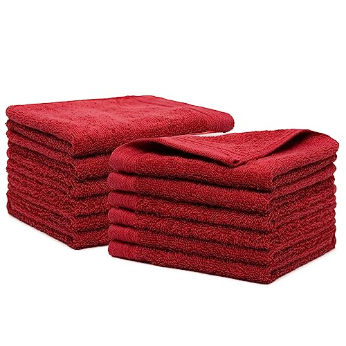 100% Cotton Washcloths Set 13” x 13” | Burgundy Towels | Set of 12 Ultra Soft and Highly Absorbent Washcloths Sets for Bathroom, Gym, Hotel, Spa | Machine Washable Face Towel - color: Burgundy, size: 12 Pcs 13" x 13"