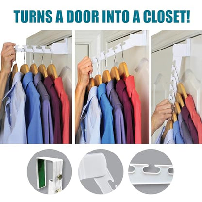 Over The Door 3-Pack Organizer for Clothes Hangers, Space-Saving Cascading Hanger Hooks, White - size: 3-Pack