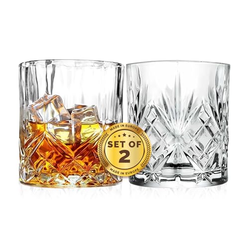 Barski Whiskey Glasses - Double Old Fashioned Rocks Glass - Set of 2 Lowball Tumbler - DOF Crystal Glass Tumblers - For Scotch - Bourbon - Water - Beverage - Drinking Glasses - 10.5 oz, Made in Europe - size: Set of 2 Tumbler 10.5 oz
