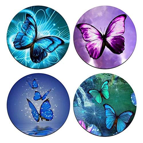 Beautiful Butterfly Round Coaster Set - Made of Recycled Rubber - Set of 4 - color: Beautiful Butterfly