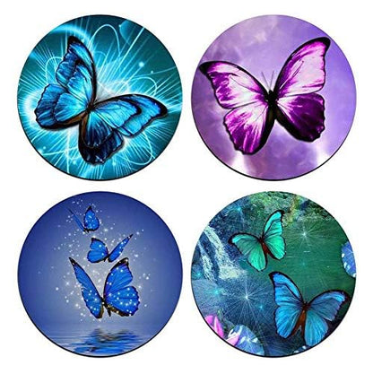 Beautiful Butterfly Round Coaster Set - Made of Recycled Rubber - Set of 4 - color: Beautiful Butterfly